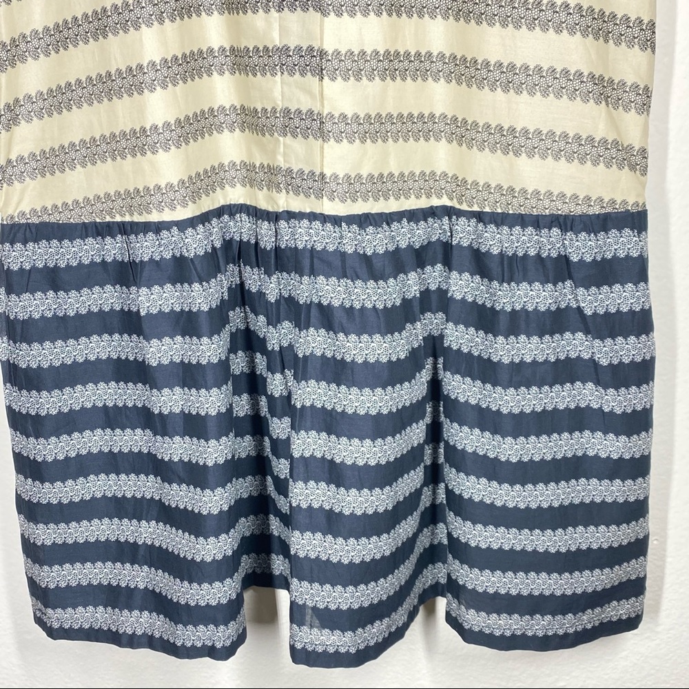 Madewell Dropwaist Trellis Stripe Swing Cotton Dress Black Tan Size Small NWT - Picture 9 of 13